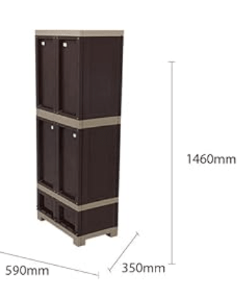 Supreme Fusion-02 BDR 1 Almirah Center Drawer Storage Cupboard - Brown & Beige - Image 3